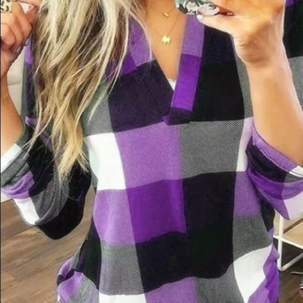 - New purple long sleeved flannel t